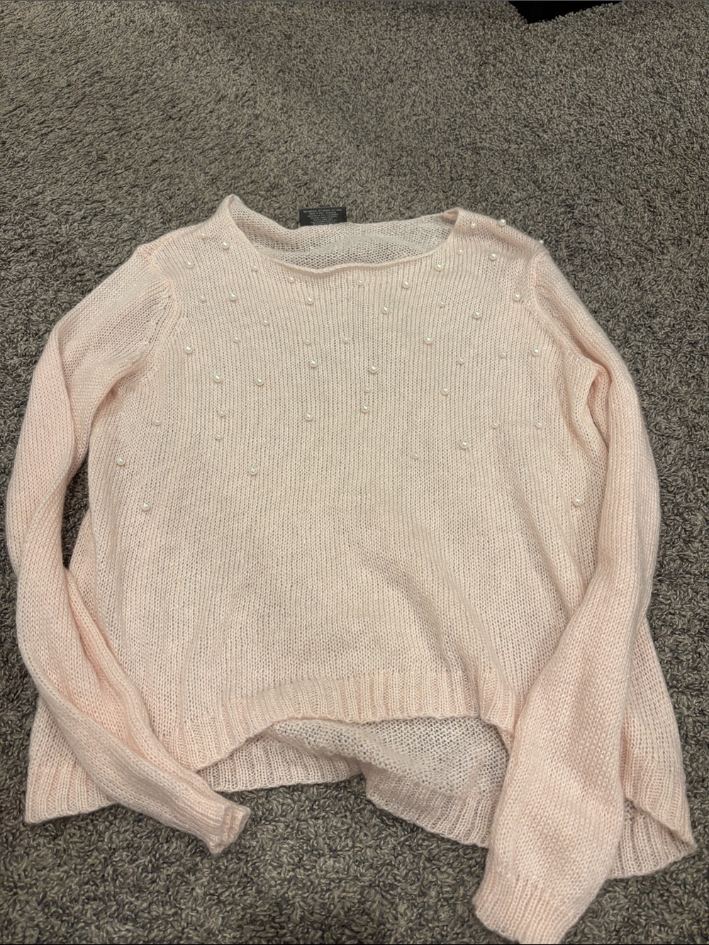 Wooden Ships Pearl-Accent Pale Pink Crewneck Sweater